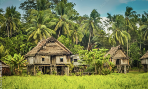 Traditional houses in Palembe, PNG